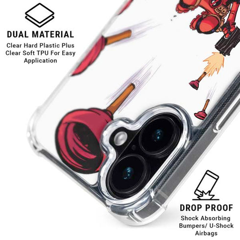 Marvel Deadpool Babypool Shooting iPhone 16 Clear Case